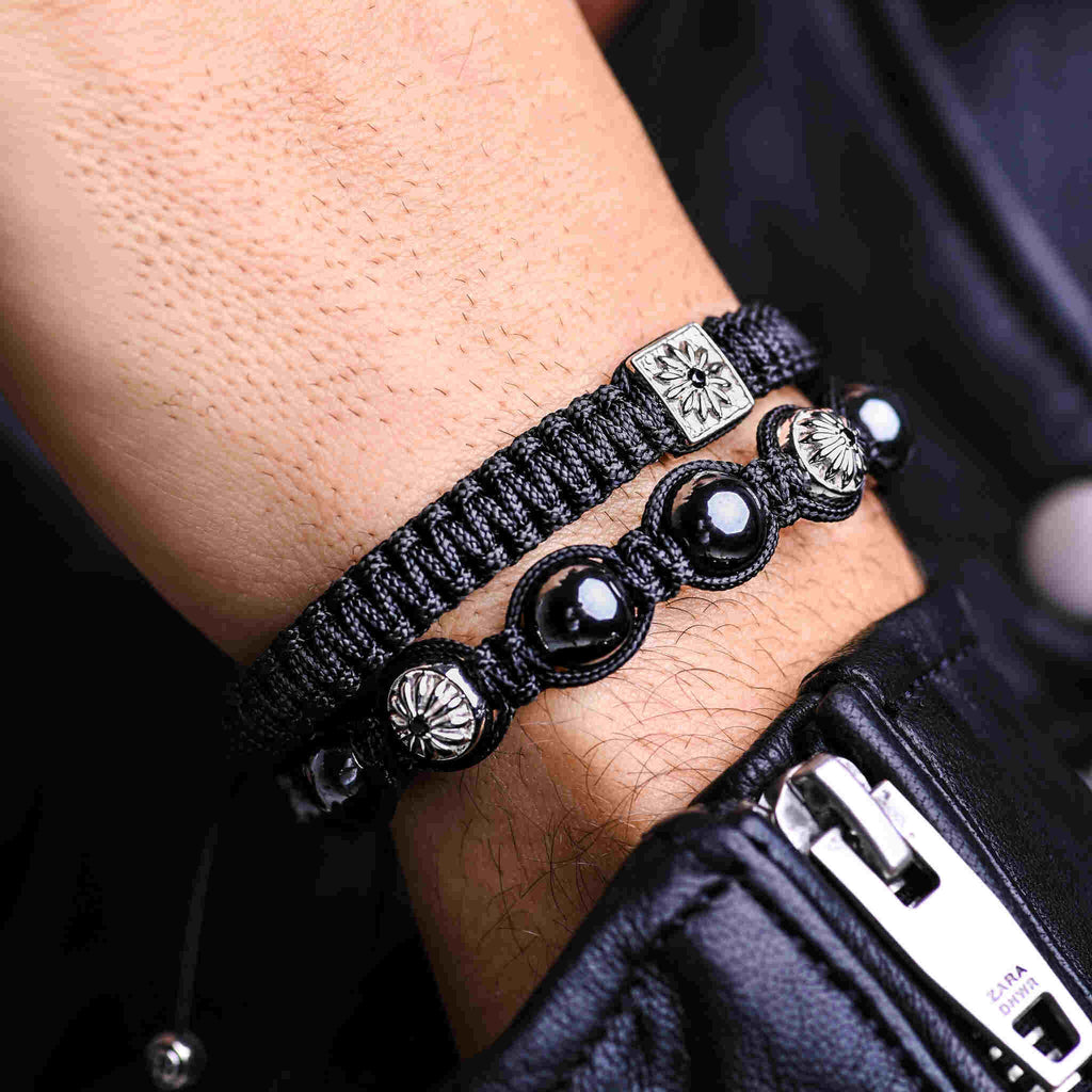men wearing Bracelet with hematite and silver the maverick
