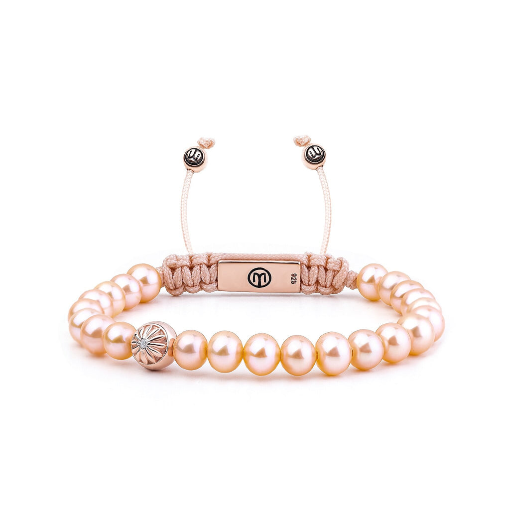 pink pearl beaded bracelet with rose gold - the sakura sphera bracelet