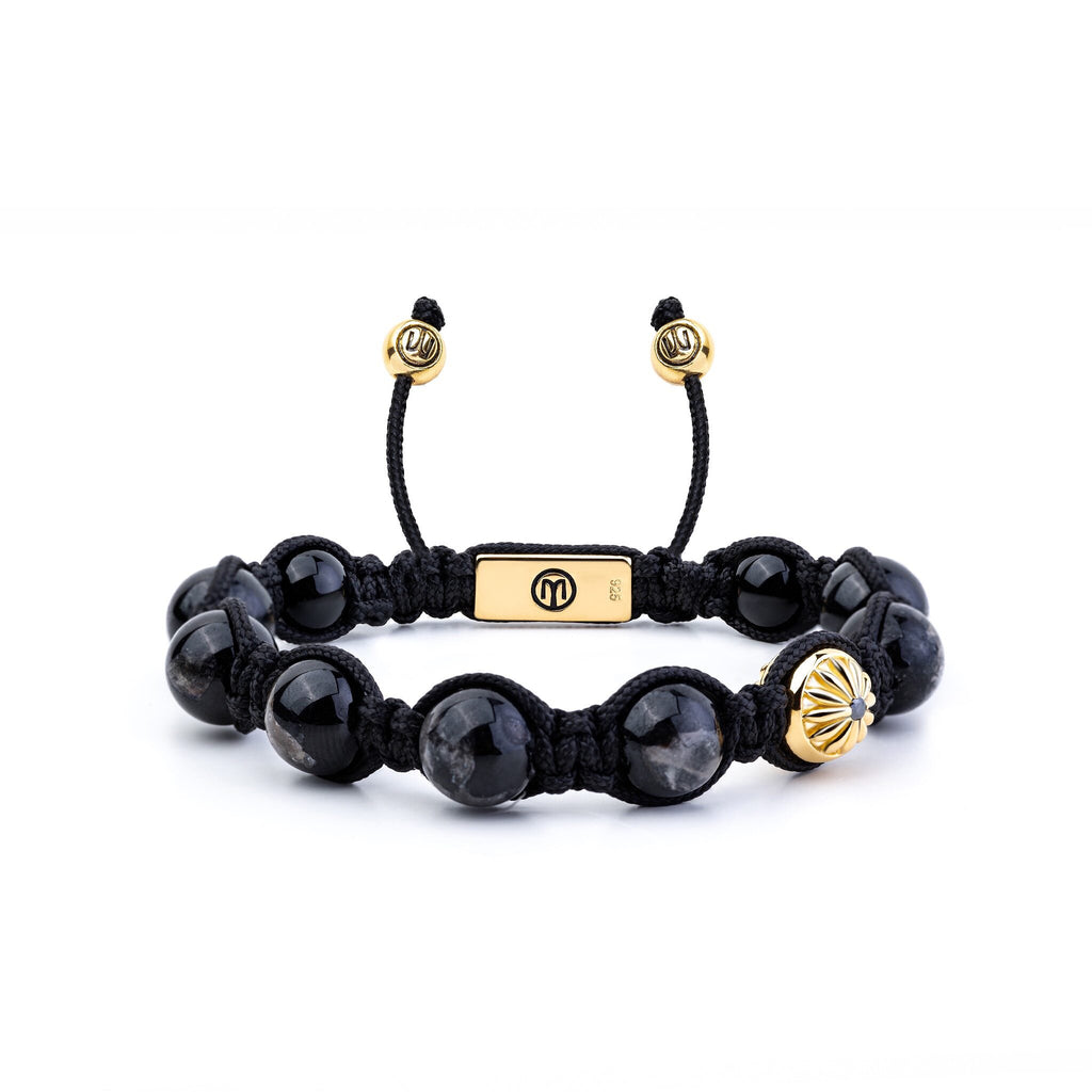  braided bracelet with black tourmalines in gold 