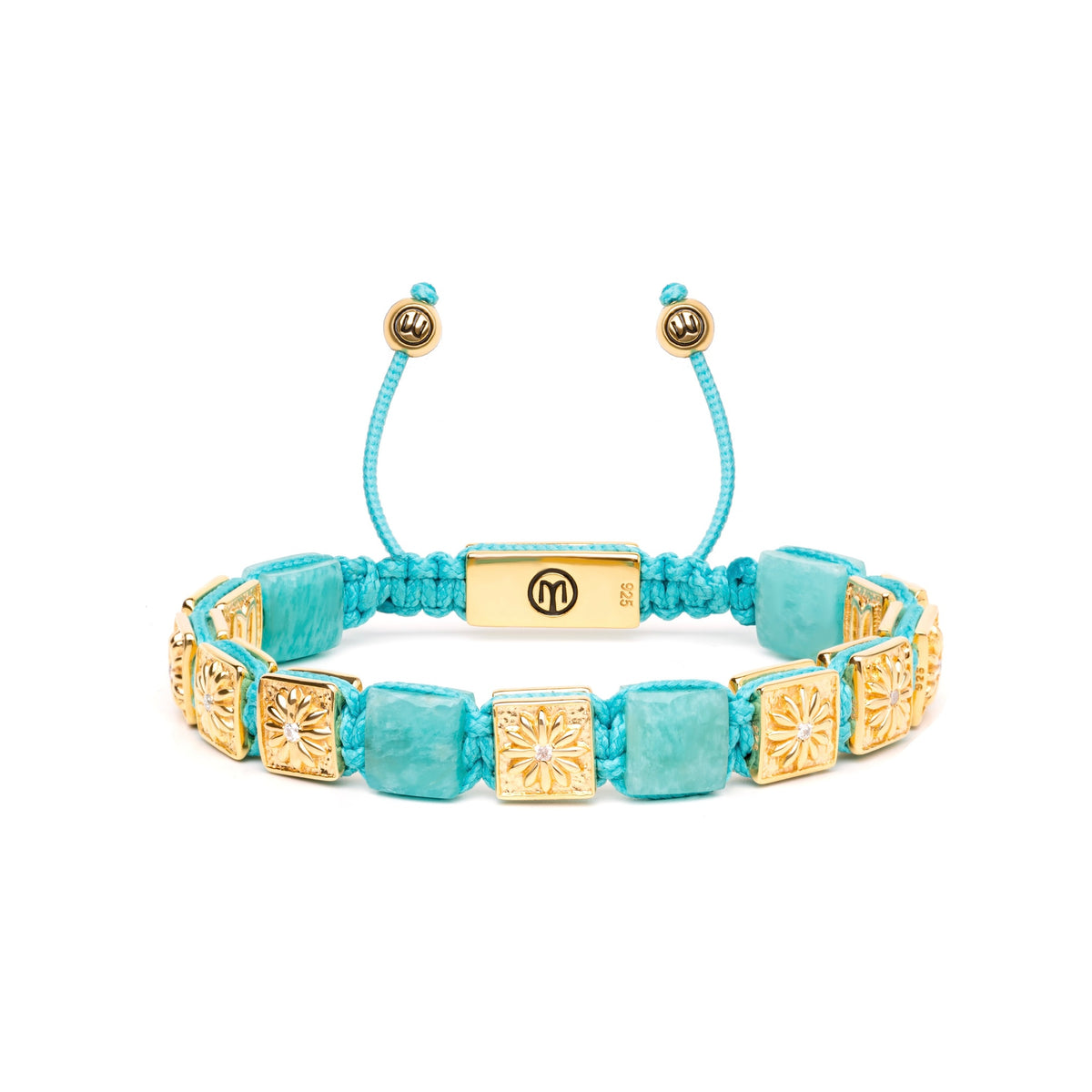 Turquoiseflatbeadbraceletwithamazoniteingoldthenoble
