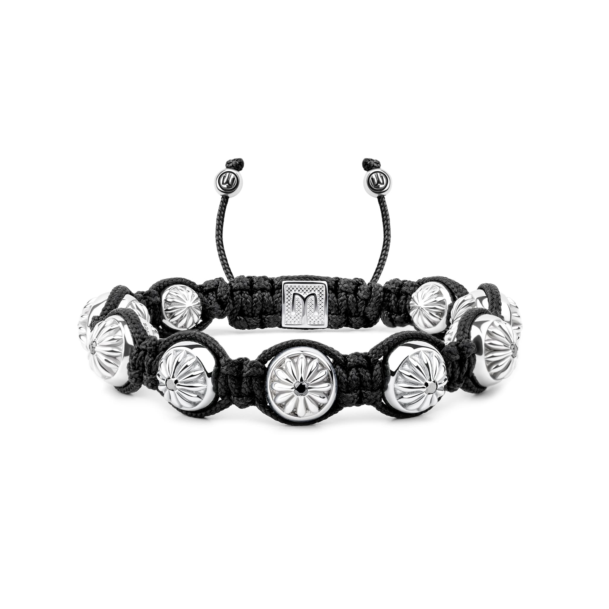 Woven Beaded Bracelet in Silver