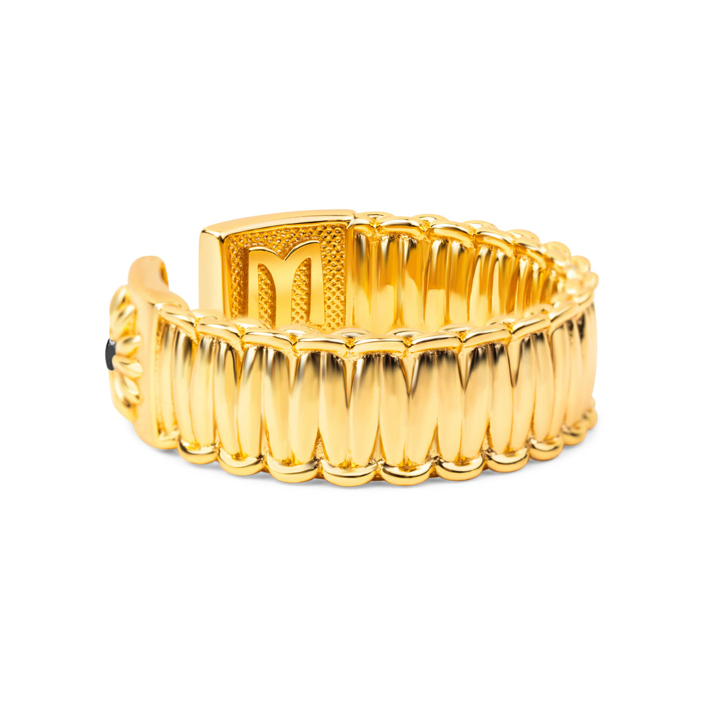 Gold ring on a white background