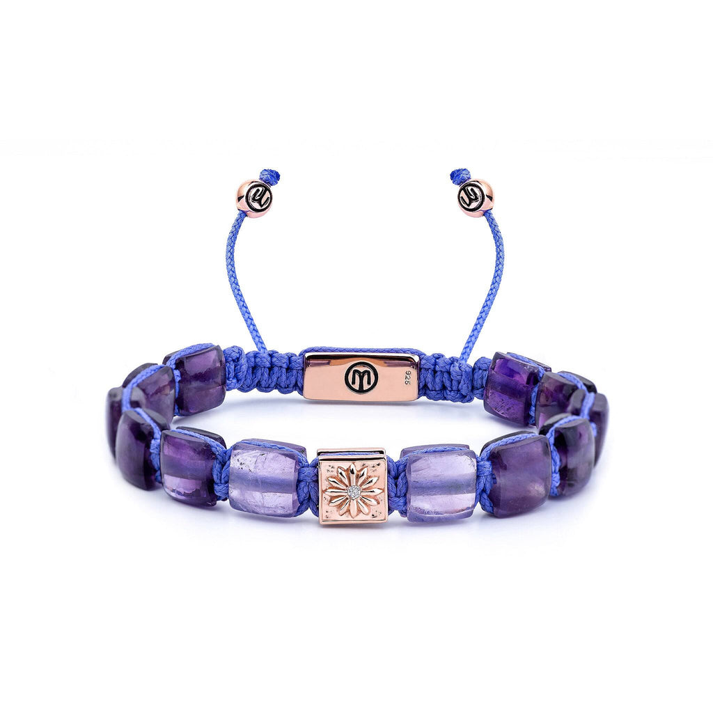 lavender shamballa bracelet with amethyst and rose gold  