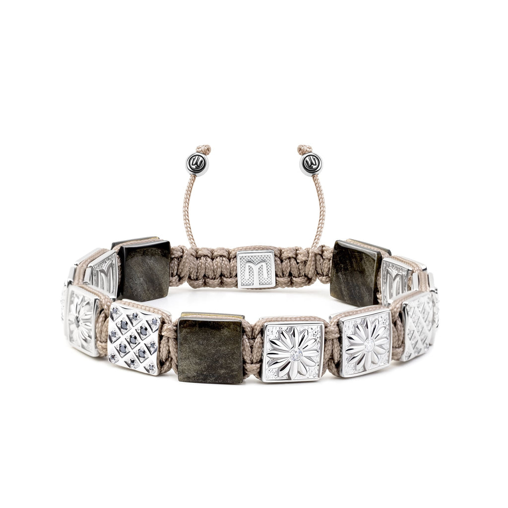 Bracelet with square beads on a white background